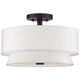 Image1 of Livex Lighting Fontana 15" 3-Light Bronze Double Shade Ceiling Light