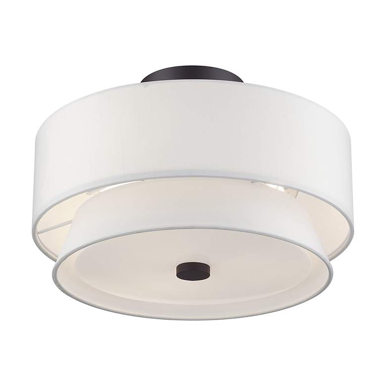 Image 4 Livex Lighting Fontana 15" 3-Light Bronze Double Shade Ceiling Light more views