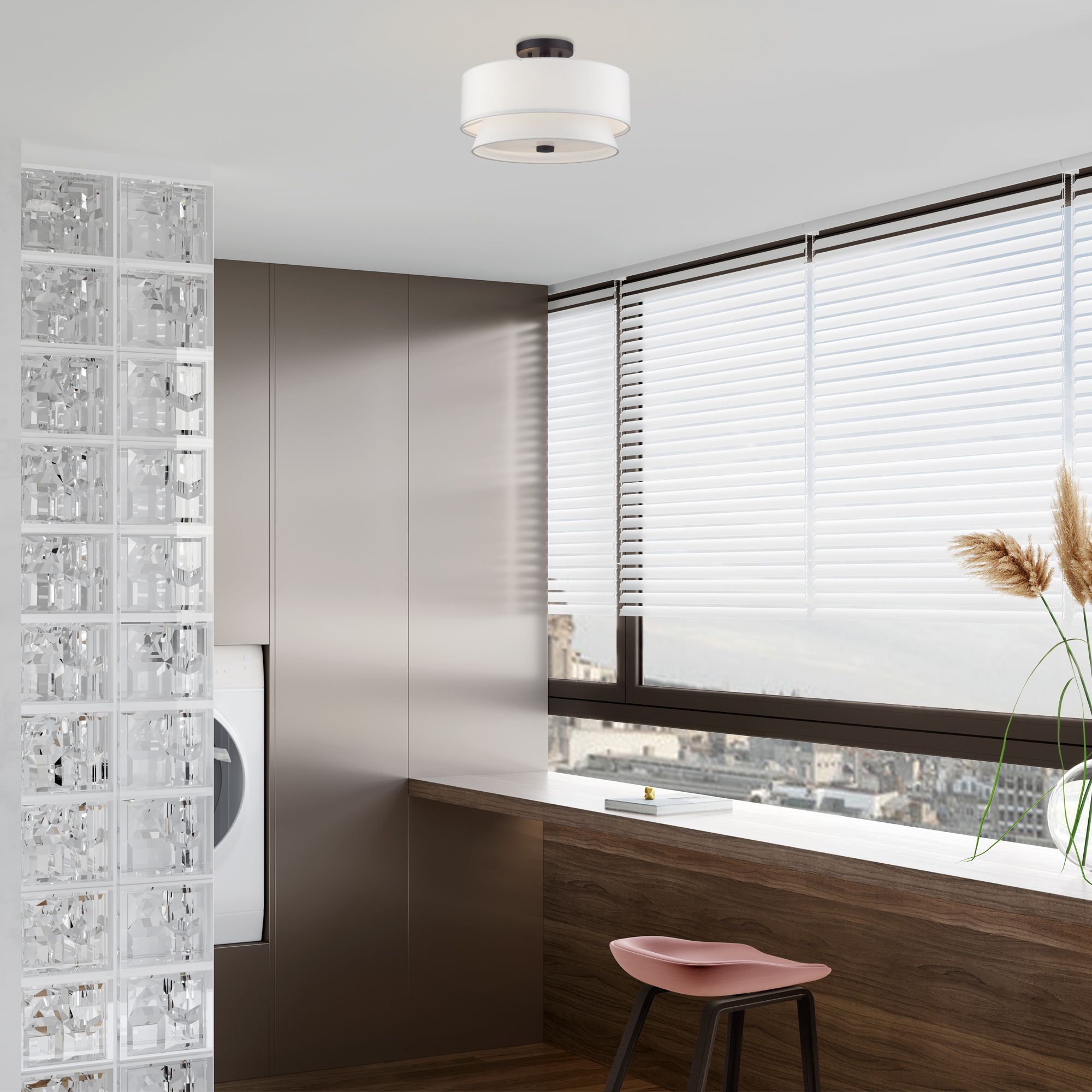 Livex Lighting Fontana 15" 3-Light Bronze Double Shade Ceiling Light