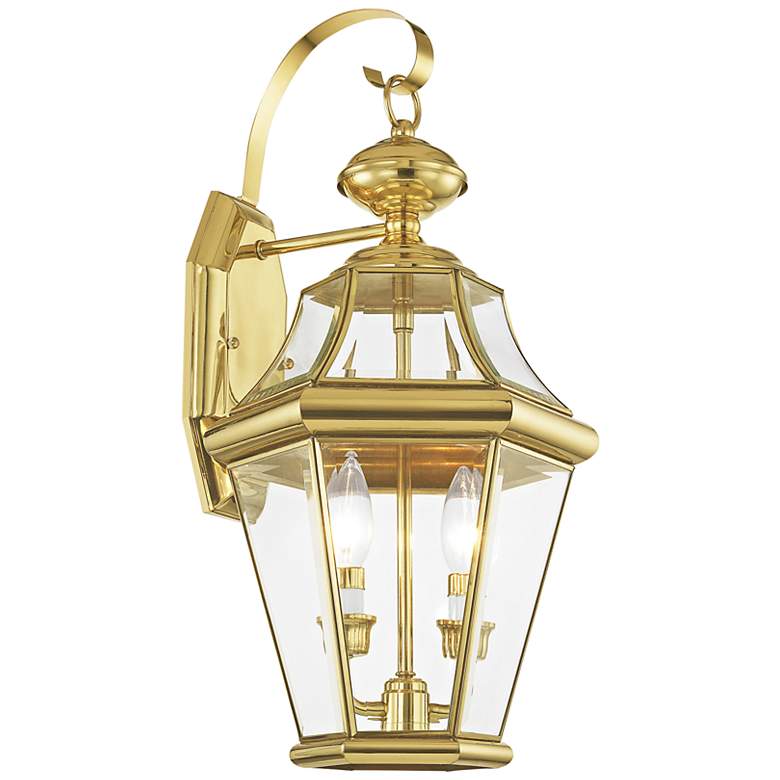 Image 3 Livex Lighting Georgetown 20 3/4" Brass Finish Outdoor Wall Light