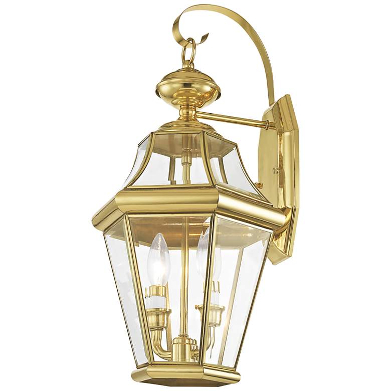 Image 5 Livex Lighting Georgetown 20 3/4" Brass Finish Outdoor Wall Light more views