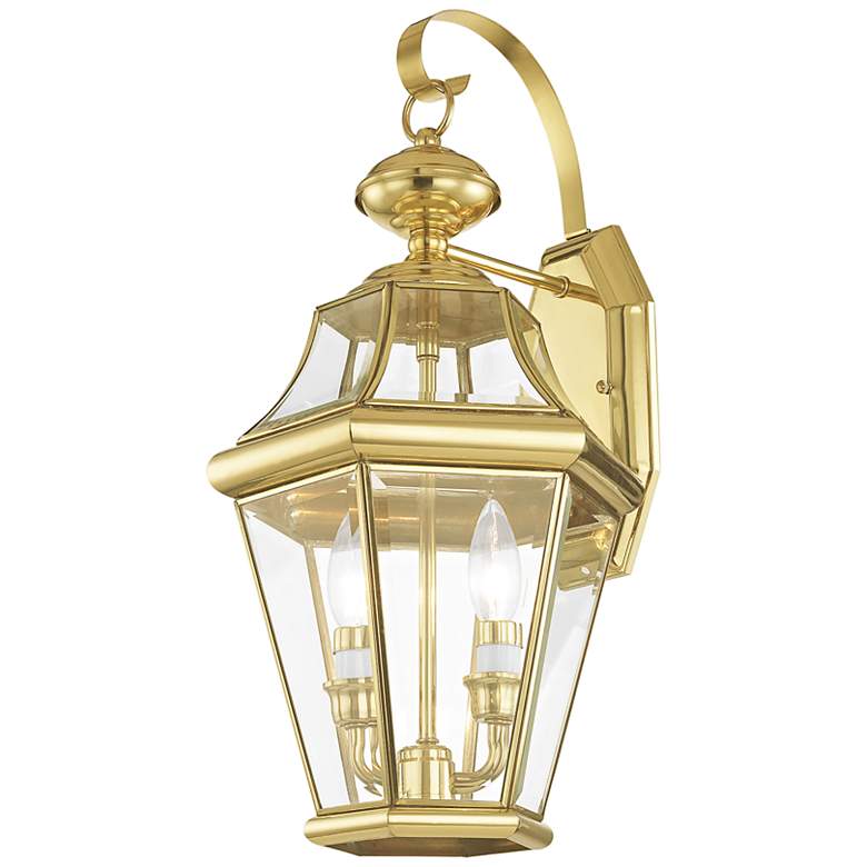 Image 6 Livex Lighting Georgetown 20 3/4" Brass Finish Outdoor Wall Light more views