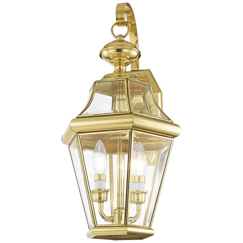 Image 7 Livex Lighting Georgetown 20 3/4" Brass Finish Outdoor Wall Light more views