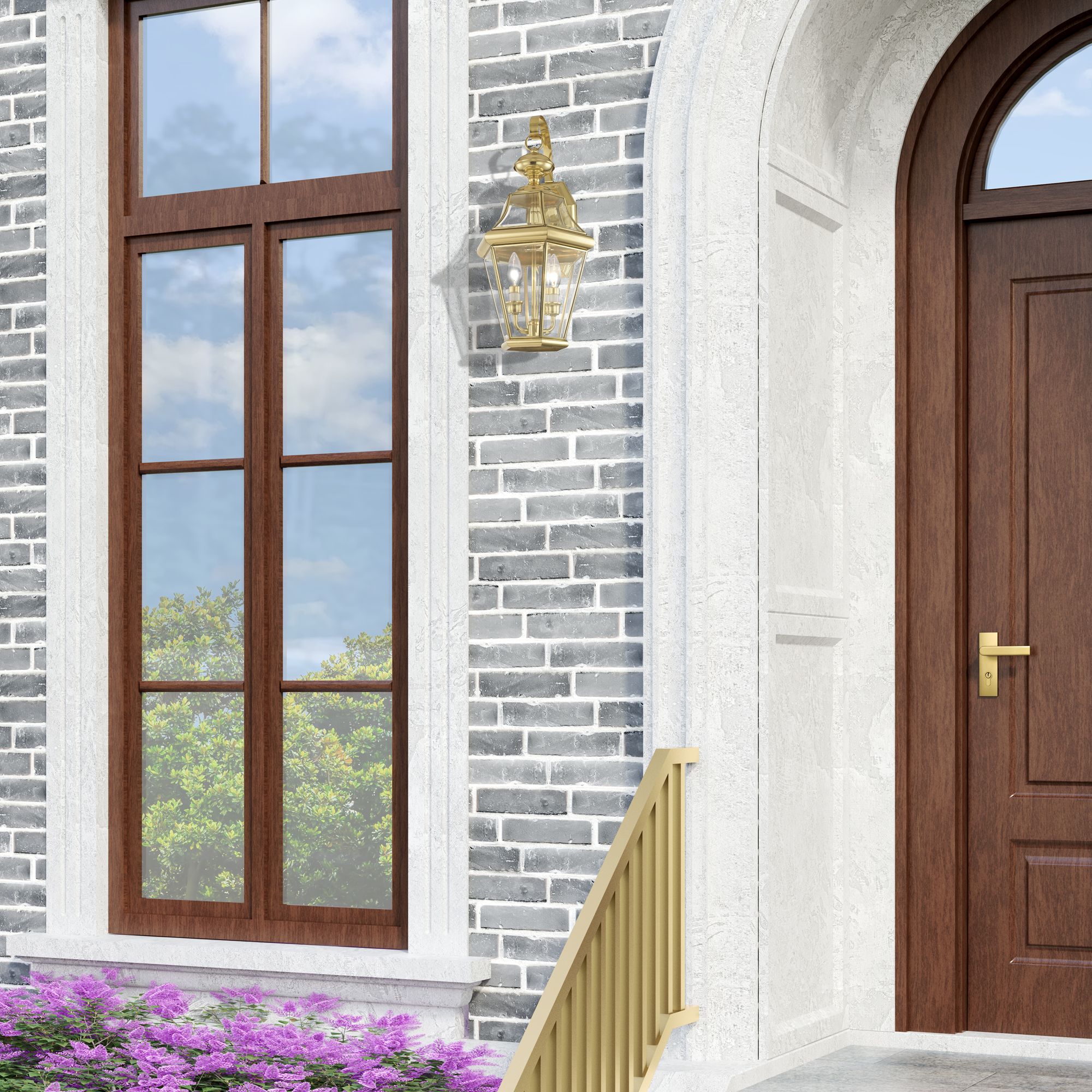 Livex Lighting Georgetown 20 3/4" Brass Finish Outdoor Wall Light in scene