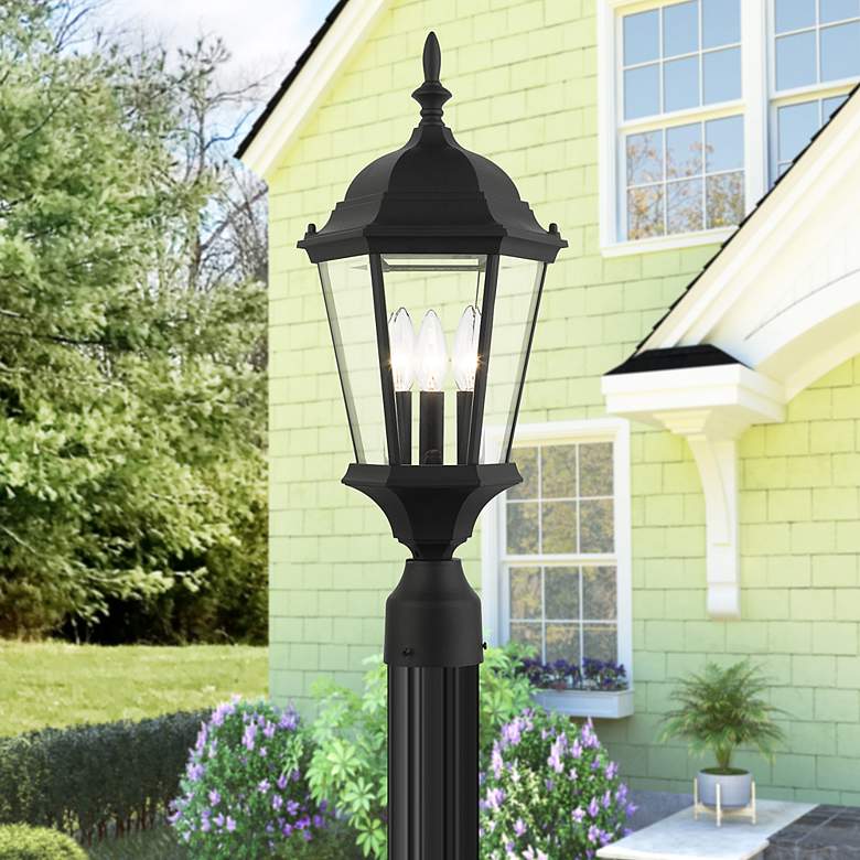 Image 2 Livex Lighting Hamilton 21" Textured Black 3-Light Outdoor Post Light