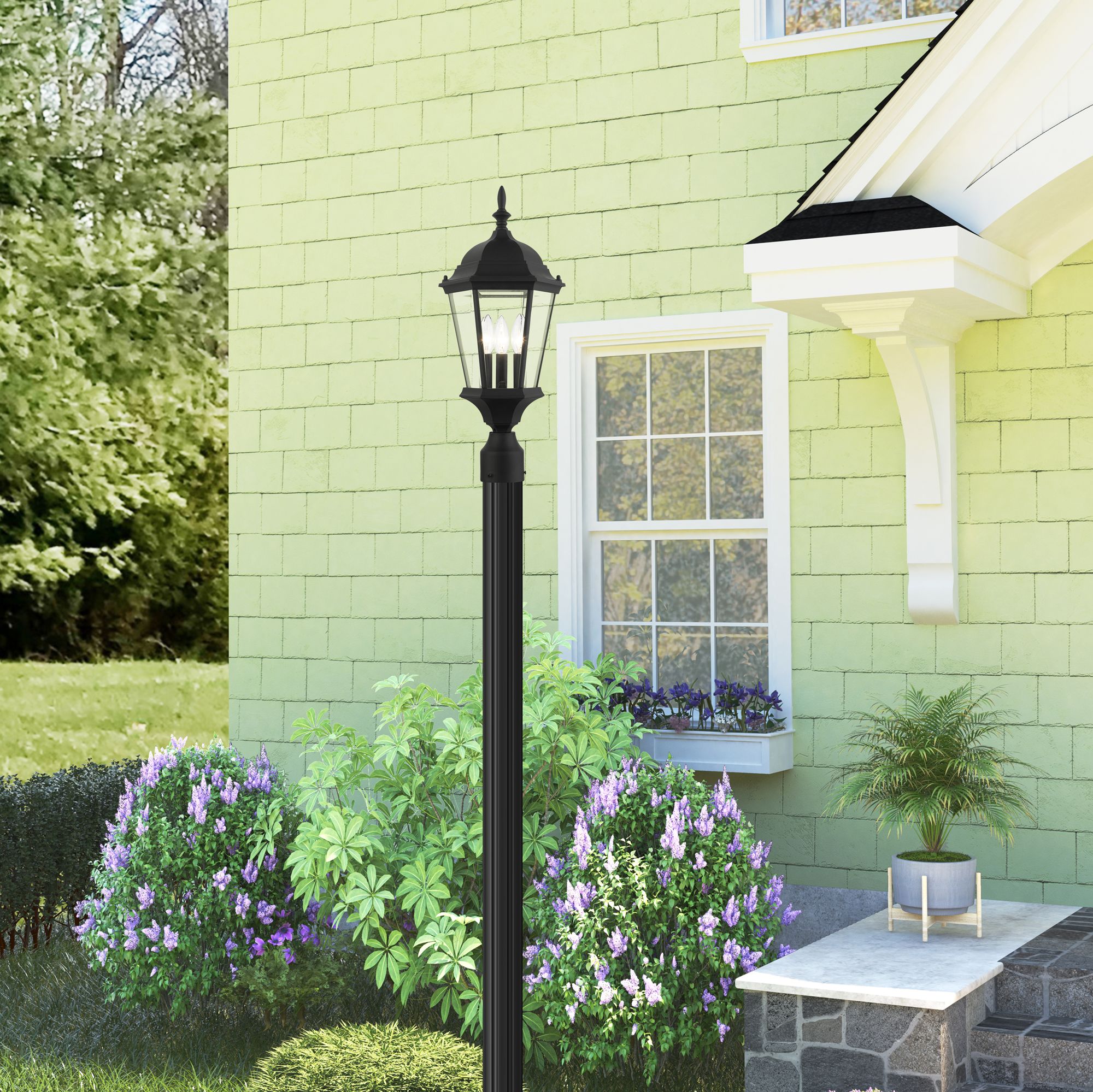 Livex Lighting Hamilton 21" Textured Black 3-Light Outdoor Post Light in scene