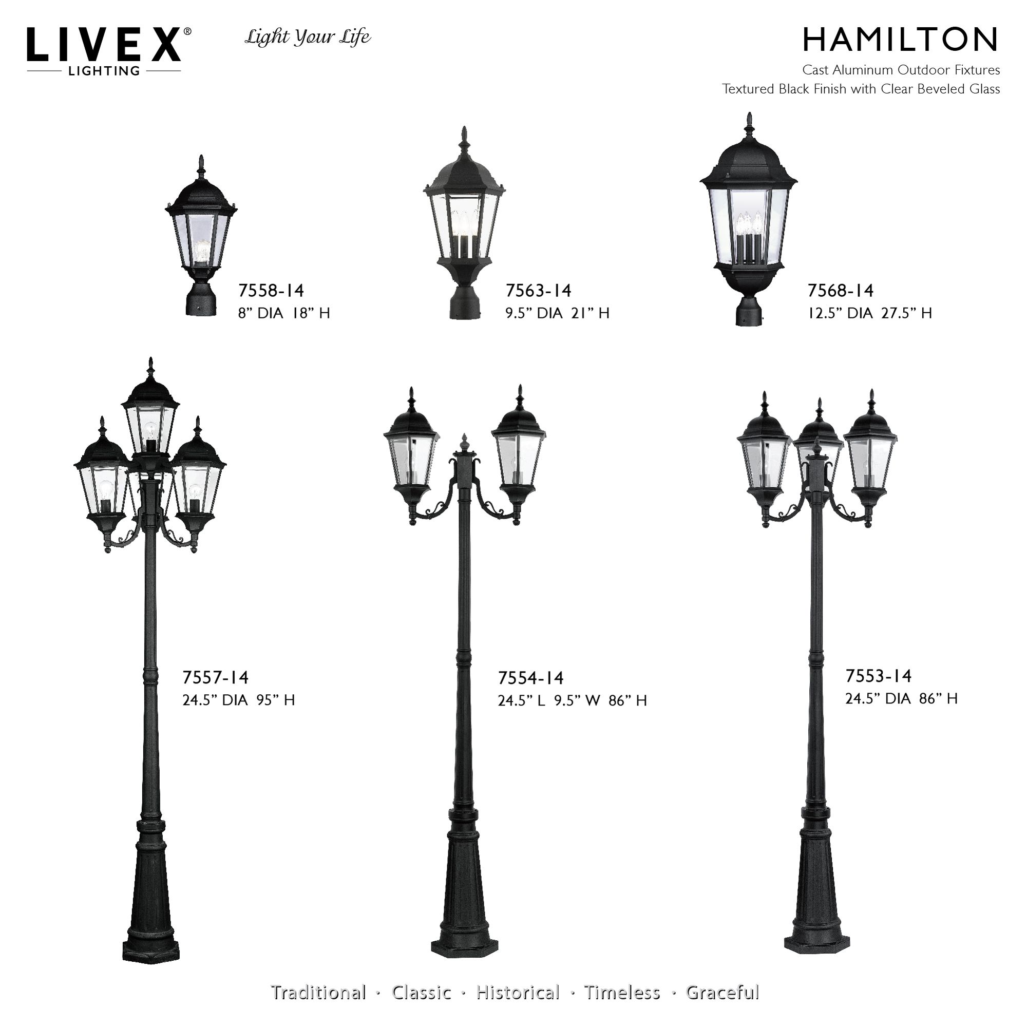 Livex Lighting Hamilton 21" Textured Black 3-Light Outdoor Post Light in scene