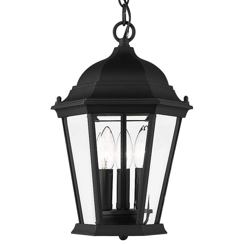 Image 3 Livex Lighting Hamilton 9 1/2" Black 3-Light Outdoor Hanging Light