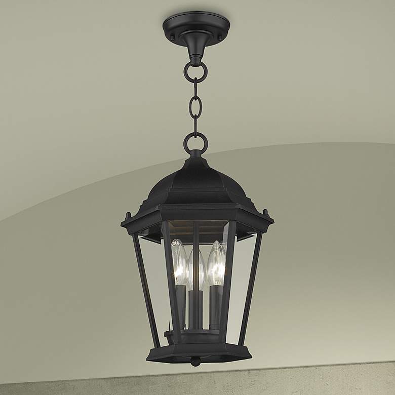 Image 2 Livex Lighting Hamilton 9 1/2" Black 3-Light Outdoor Hanging Light