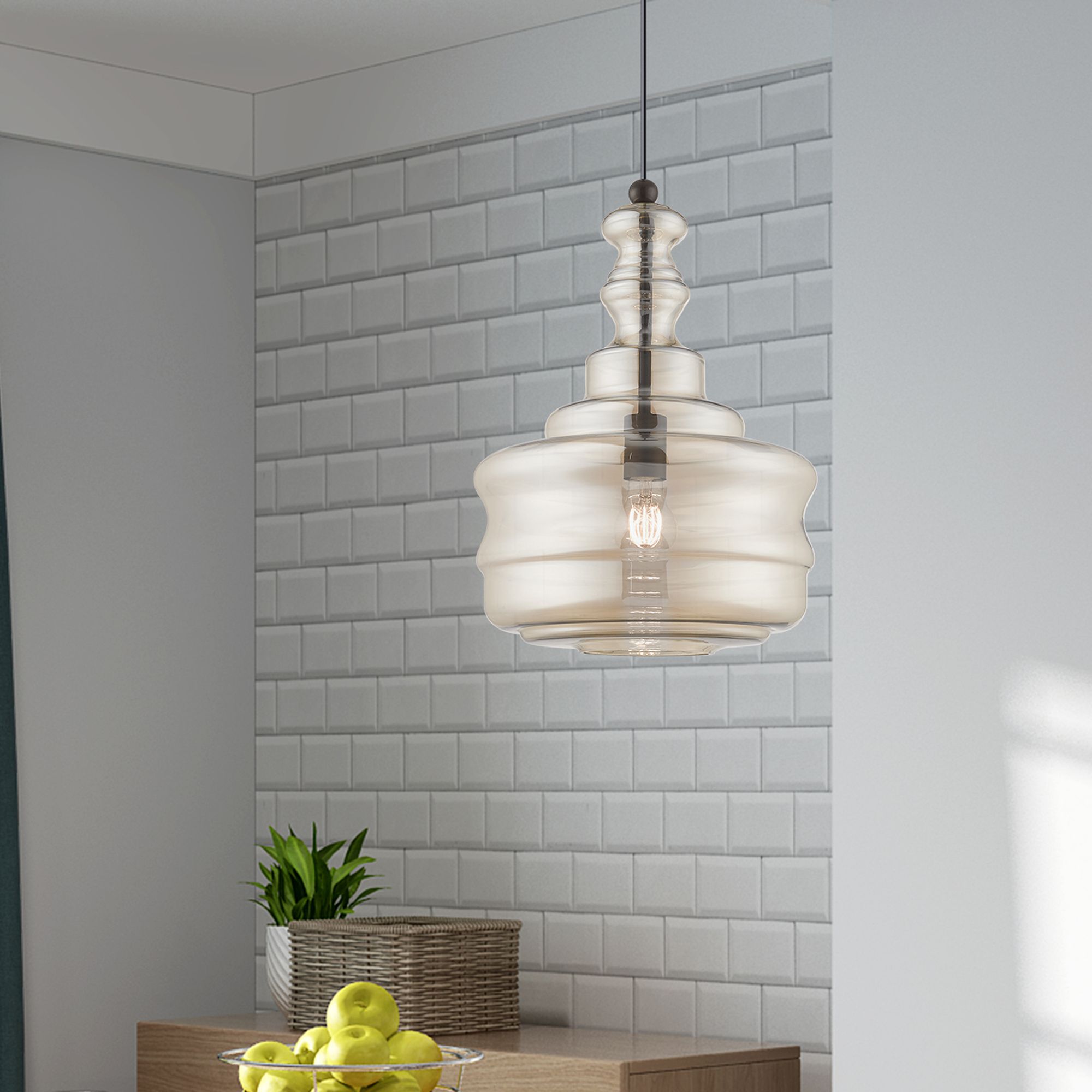 Livex Lighting Hand Blown Art Glass Mini Pendants Bronze Collection