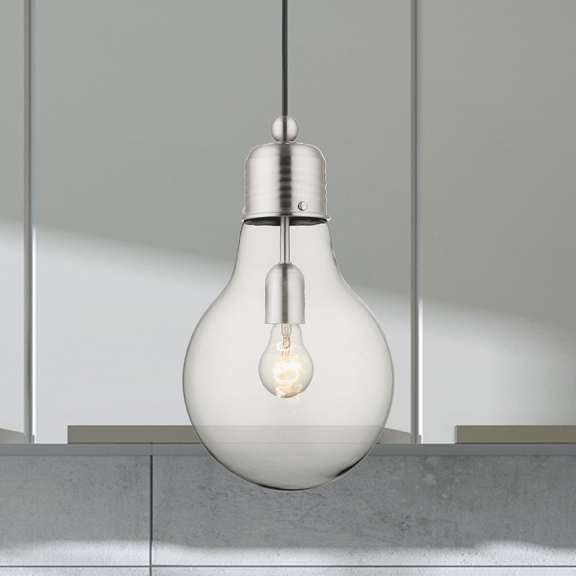 Livex Lighting Hand Blown Art Glass Mini Pendants Silver Collection