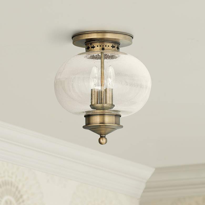 Image 1 Livex Lighting Harbor 11" Wide Antique Brass 3-Light Ceiling Light