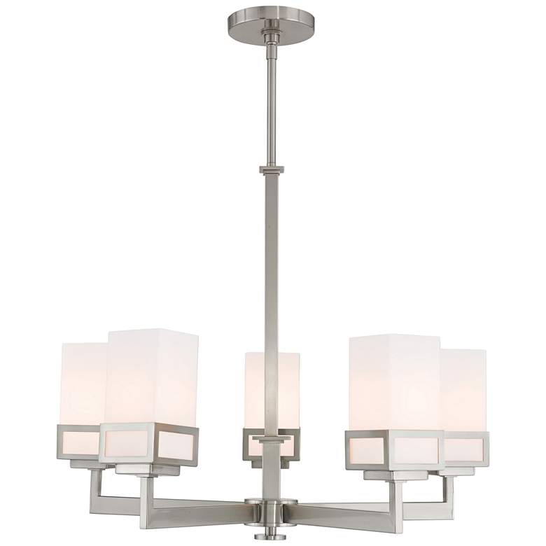 Image 2 Livex Lighting Harding 25" Wide Opal Glass 5-Light Chandelier