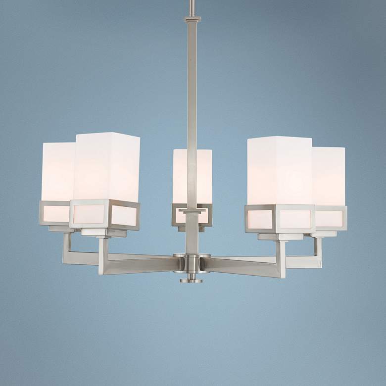 Image 1 Livex Lighting Harding 25" Wide Opal Glass 5-Light Chandelier