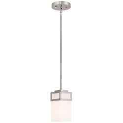 Livex Lighting Harding 4 1/2" Brushed Nickel Opal White Mini Pendant