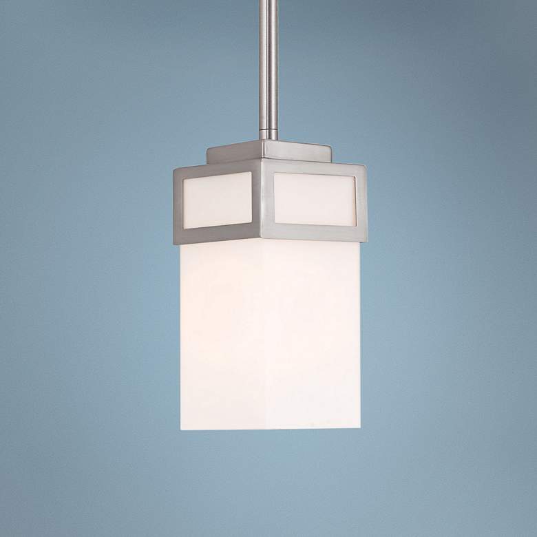Image 1 Livex Lighting Harding 4 1/2" Brushed Nickel Opal White Mini Pendant
