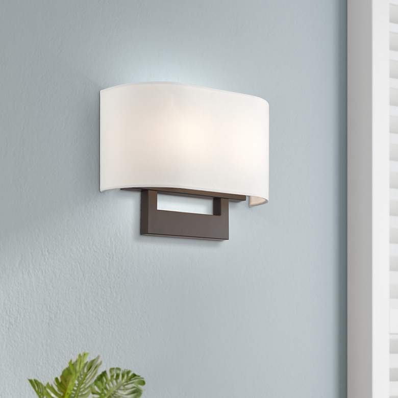 Image 1 Livex Lighting James 9" High Bronze Rectangular Wall Sconce