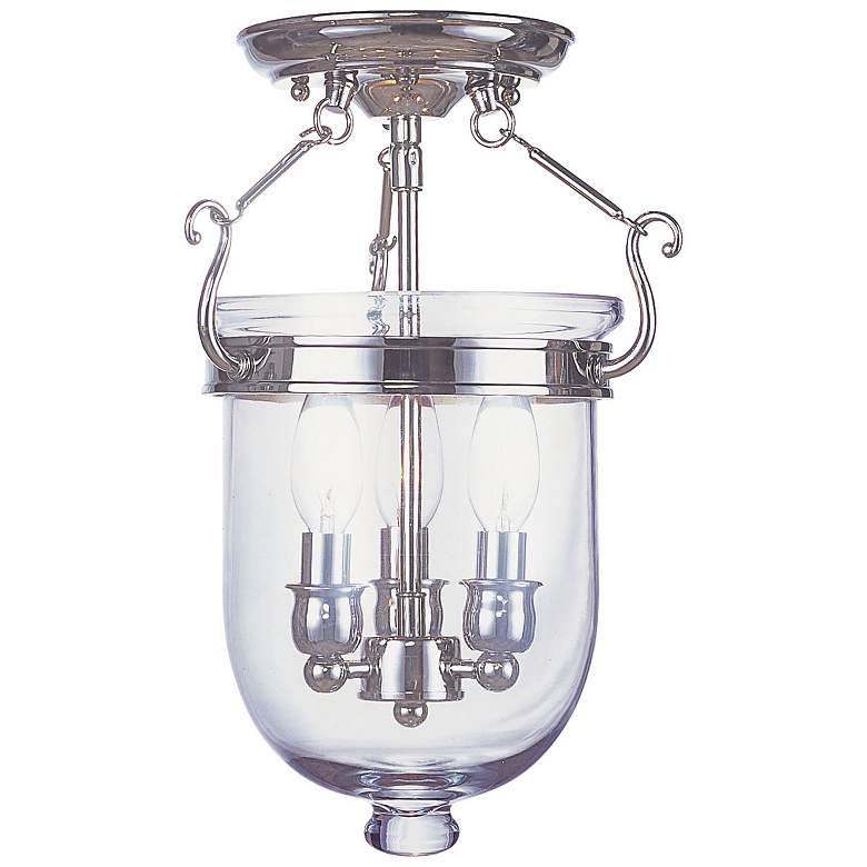 Image 2 Livex Lighting Jefferson 10" Polished Nickel Clear Glass Ceiling Light
