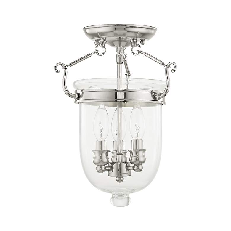 Image 3 Livex Lighting Jefferson 10" Polished Nickel Clear Glass Ceiling Light more views
