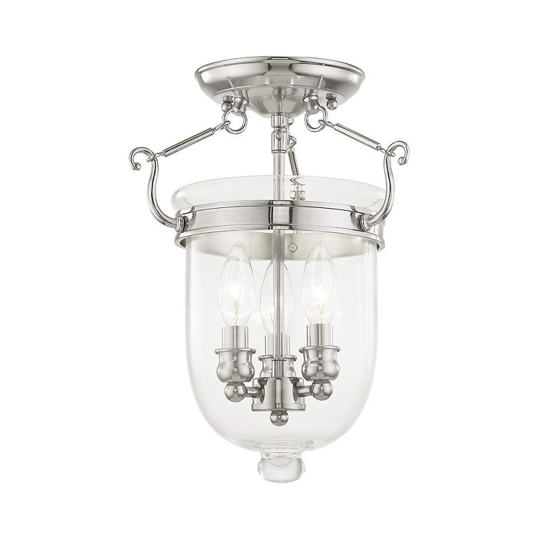 Image 4 Livex Lighting Jefferson 10" Polished Nickel Clear Glass Ceiling Light more views