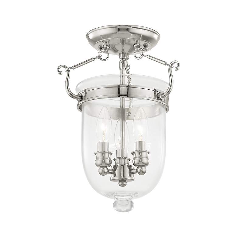 Image 5 Livex Lighting Jefferson 10" Polished Nickel Clear Glass Ceiling Light more views