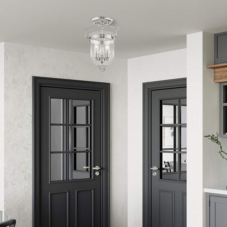 Image 6 Livex Lighting Jefferson 10" Polished Nickel Clear Glass Ceiling Light more views
