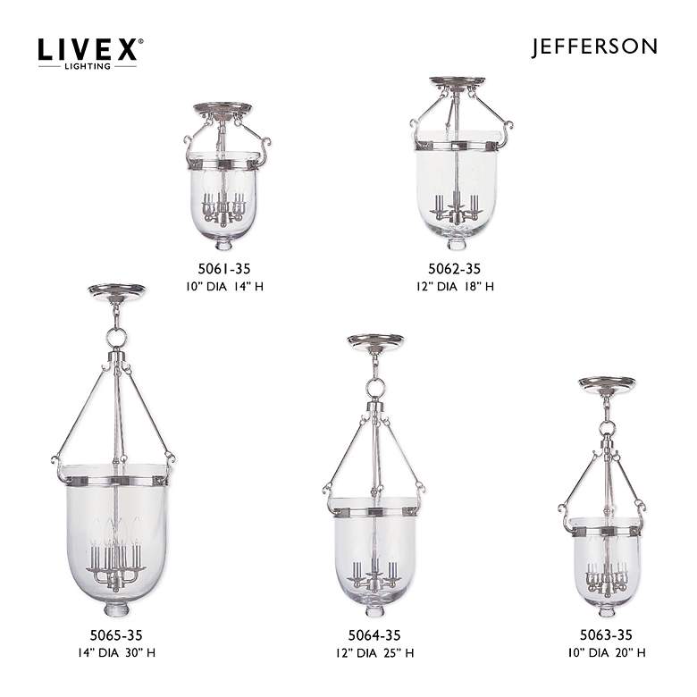 Image 7 Livex Lighting Jefferson 10" Polished Nickel Clear Glass Ceiling Light more views