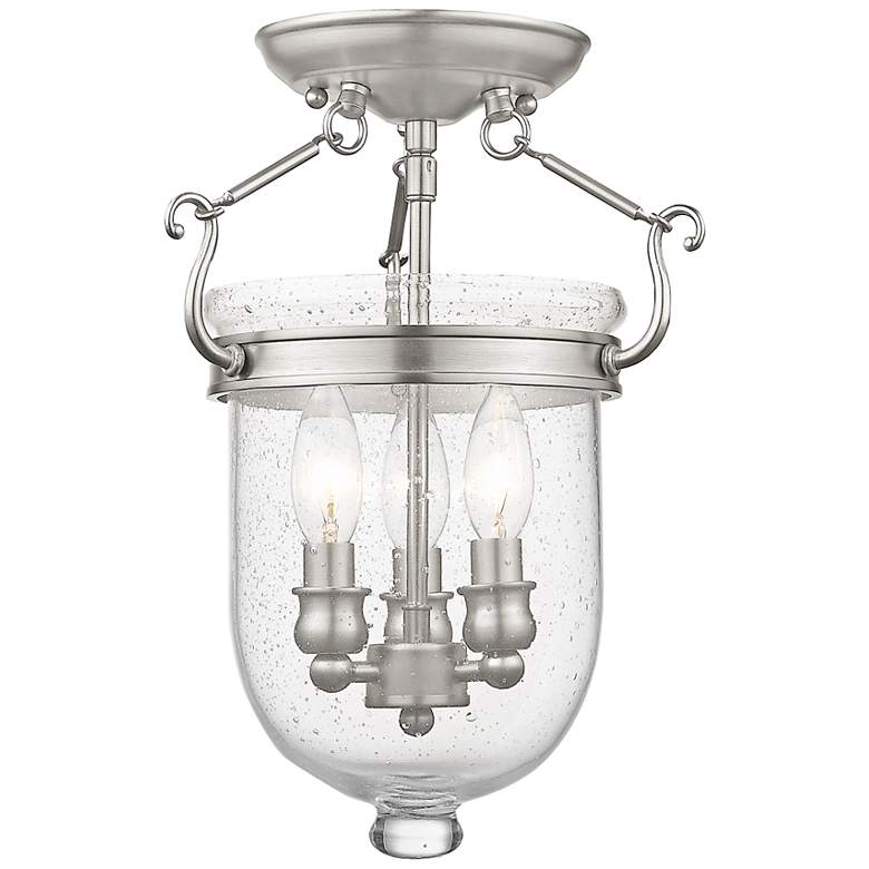 Image 2 Livex Lighting Jefferson 10" Wide Brushed Nickel 3-Light Ceiling Light