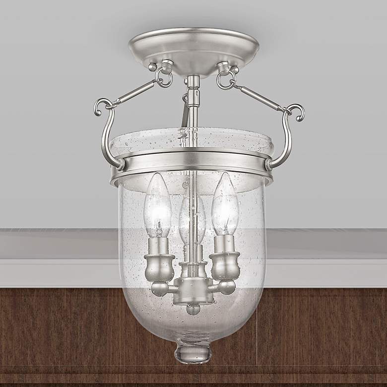 Image 1 Livex Lighting Jefferson 10" Wide Brushed Nickel 3-Light Ceiling Light