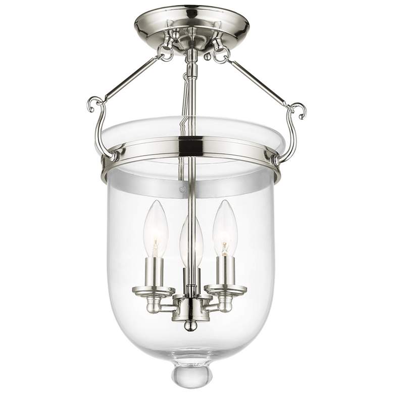 Image 1 Livex Lighting Jefferson 12" Wide 3-Light Nickel Ceiling Light