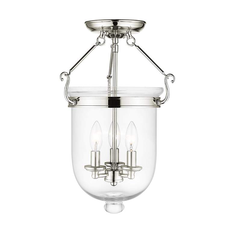 Image 4 Livex Lighting Jefferson 12" Wide 3-Light Nickel Ceiling Light more views