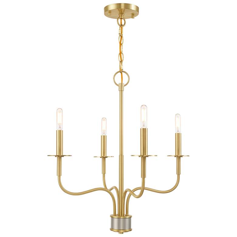 Image 2 Livex Lighting Lisbon 22" Satin Brass 4-Light Traditional Chandelier