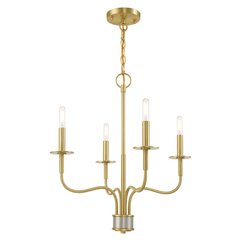 Image 4 Livex Lighting Lisbon 22" Satin Brass 4-Light Traditional Chandelier more views