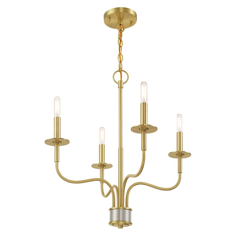 Image 5 Livex Lighting Lisbon 22" Satin Brass 4-Light Traditional Chandelier more views