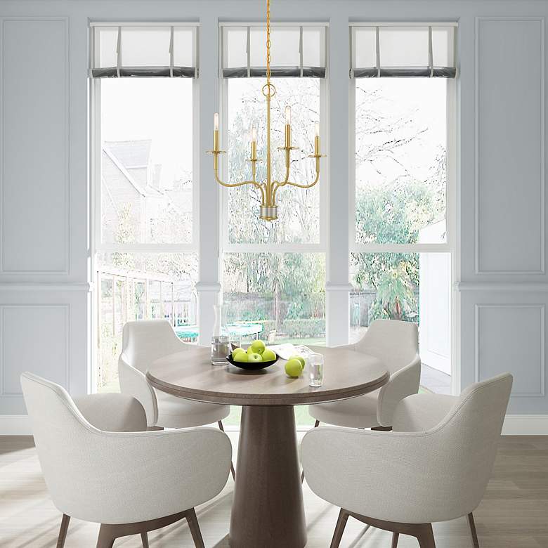 Image 6 Livex Lighting Lisbon 22" Satin Brass 4-Light Traditional Chandelier more views