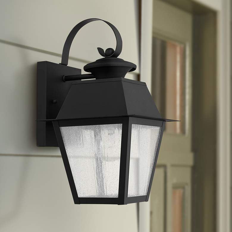 Image 1 Livex Lighting Mansfield 12 1/2" High Black Outdoor Wall Light