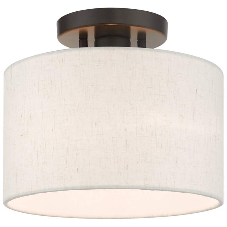 Image 2 Livex Lighting Meadow 10" Wide English Bronze White Drum Ceiling Light