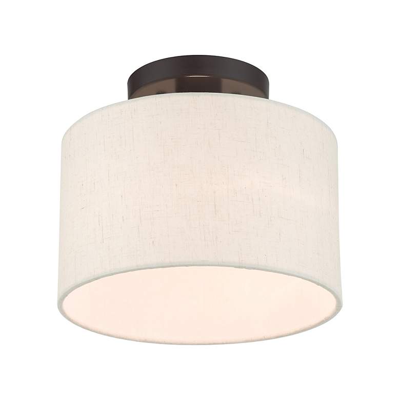 Image 4 Livex Lighting Meadow 10" Wide English Bronze White Drum Ceiling Light more views