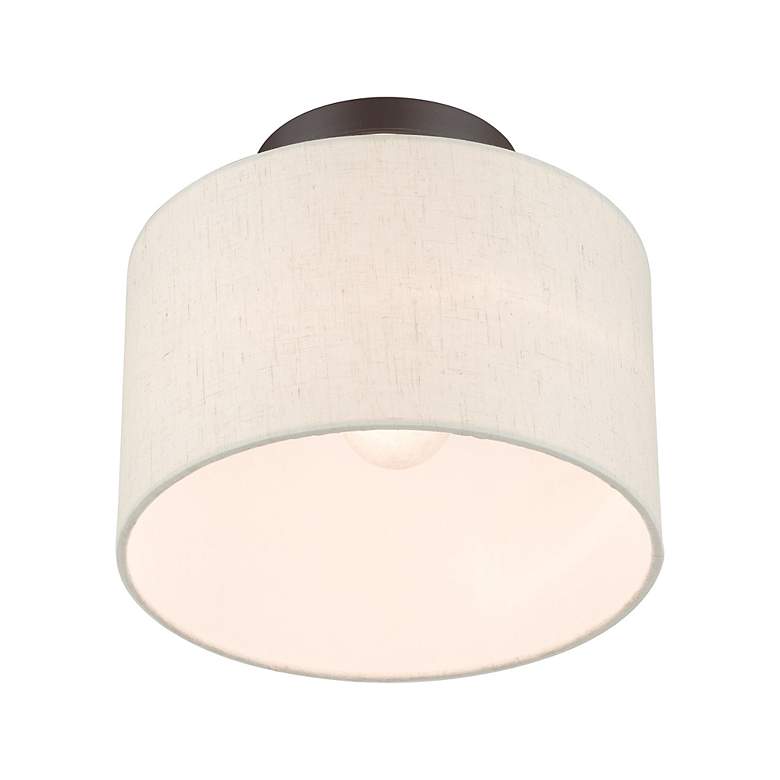 Image 5 Livex Lighting Meadow 10" Wide English Bronze White Drum Ceiling Light more views