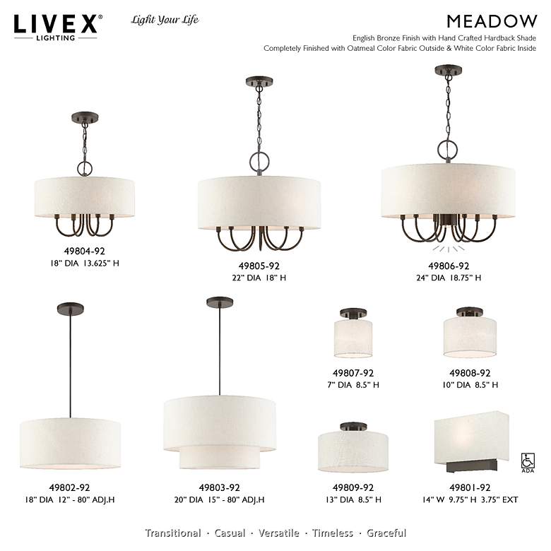 Image 7 Livex Lighting Meadow 10" Wide English Bronze White Drum Ceiling Light more views