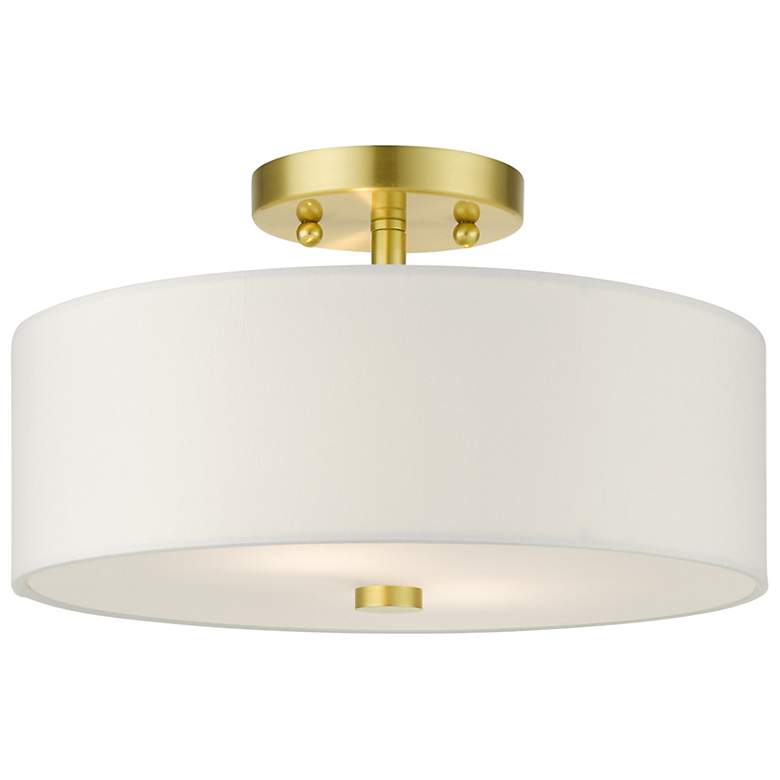 Image 2 Livex Lighting Meridian 13" 2-Light Satin Brass Semi Flush Fixture