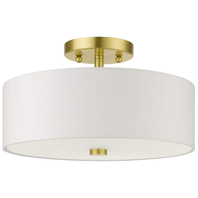 Image 3 Livex Lighting Meridian 13" 2-Light Satin Brass Semi Flush Fixture more views