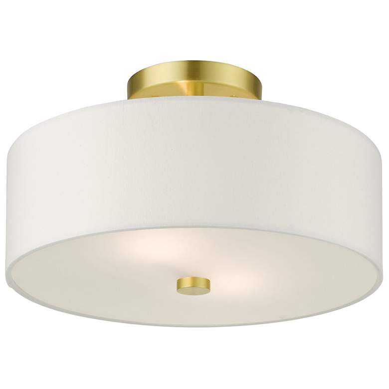 Image 4 Livex Lighting Meridian 13" 2-Light Satin Brass Semi Flush Fixture more views