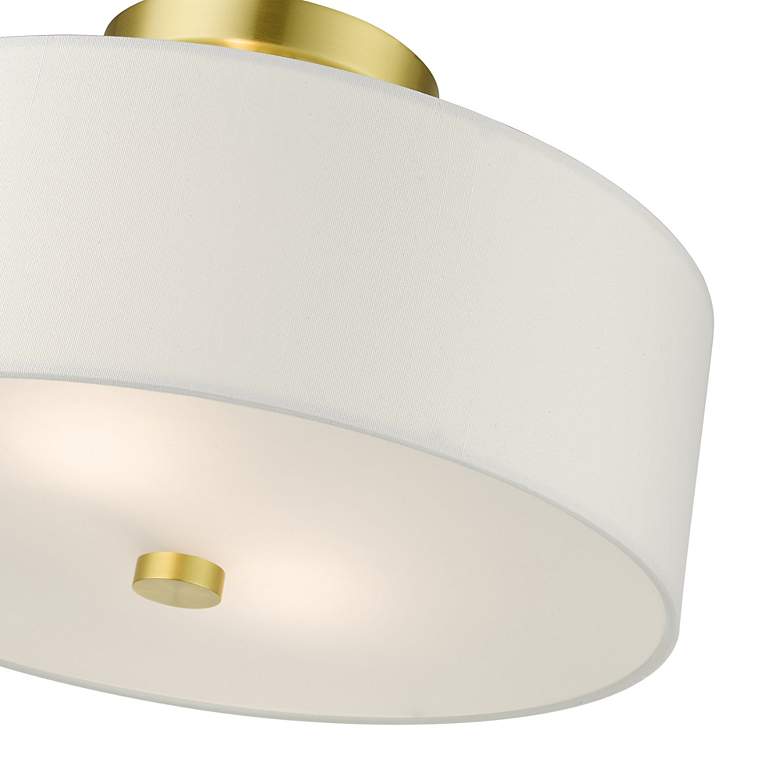 Image 6 Livex Lighting Meridian 13" 2-Light Satin Brass Semi Flush Fixture more views