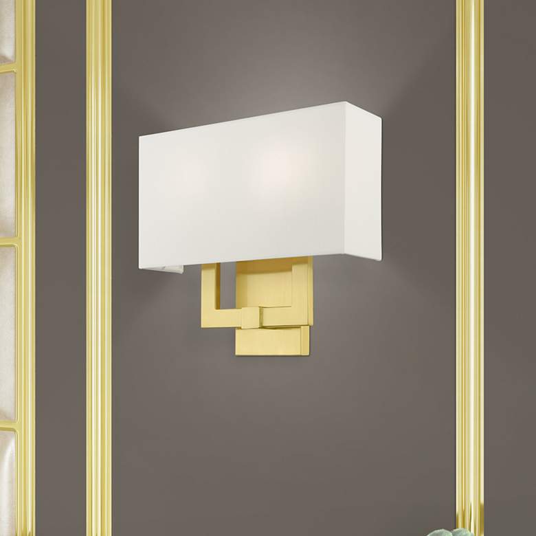 Image 1 Livex Lighting Meridian 13" Wide 2-Light Satin Brass ADA Sconce
