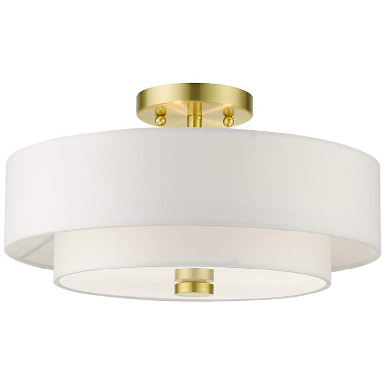 Image 3 Livex Lighting Meridian 15" Wide Satin Brass Ceiling Light
