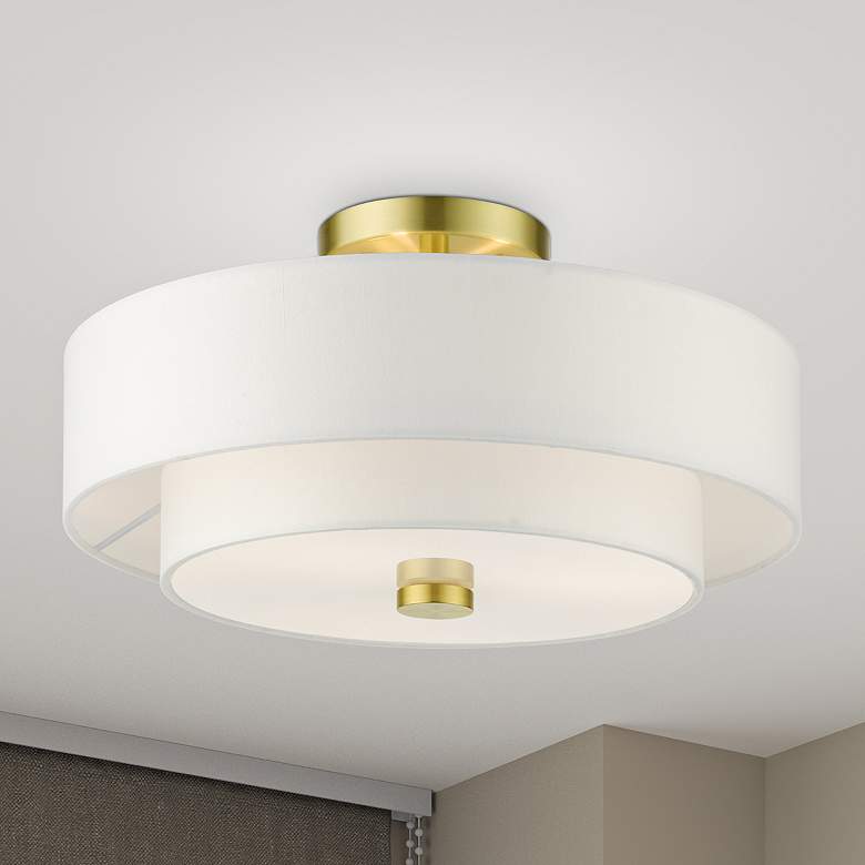 Image 2 Livex Lighting Meridian 15" Wide Satin Brass Ceiling Light