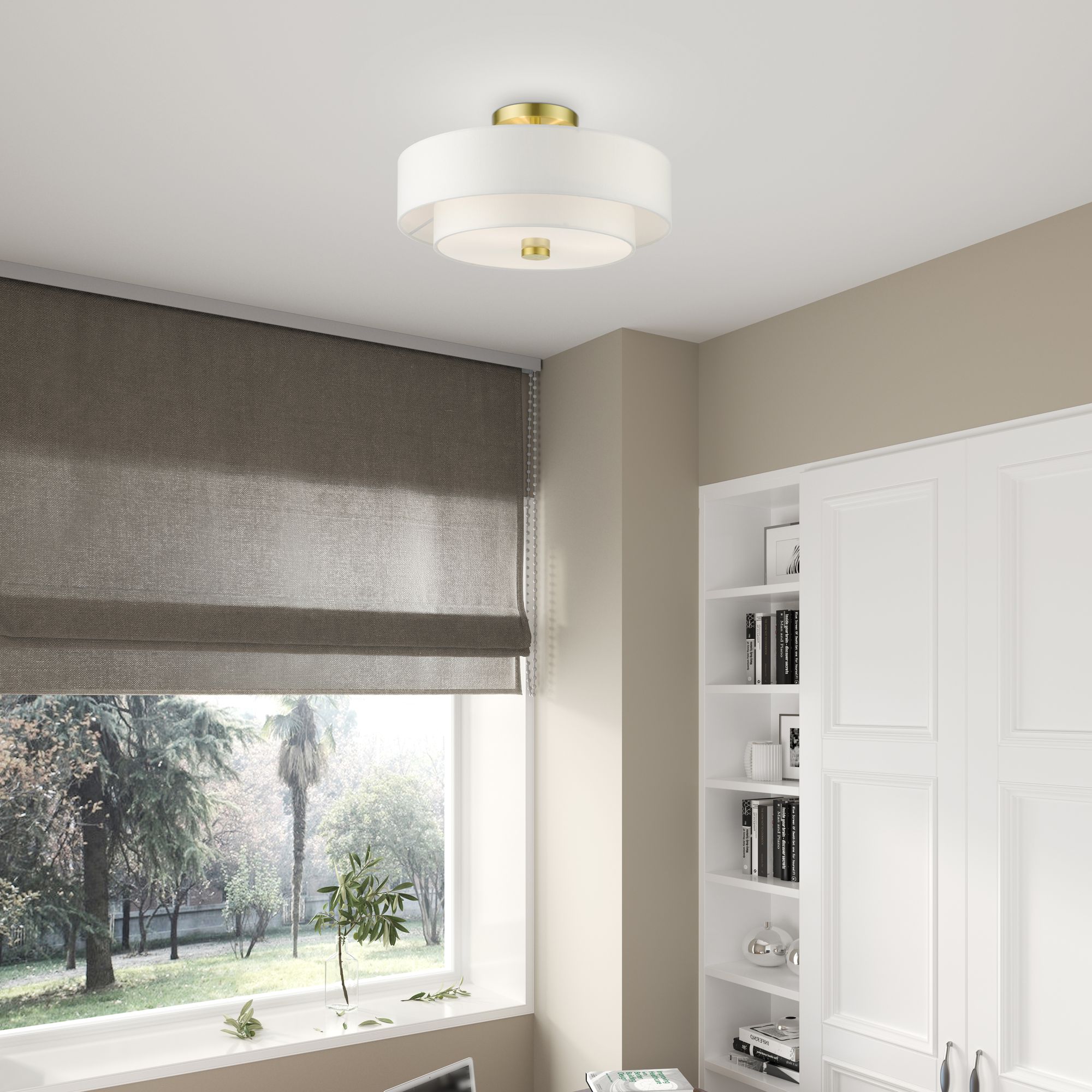 Livex Lighting Meridian 15" Wide Satin Brass Ceiling Light in scene