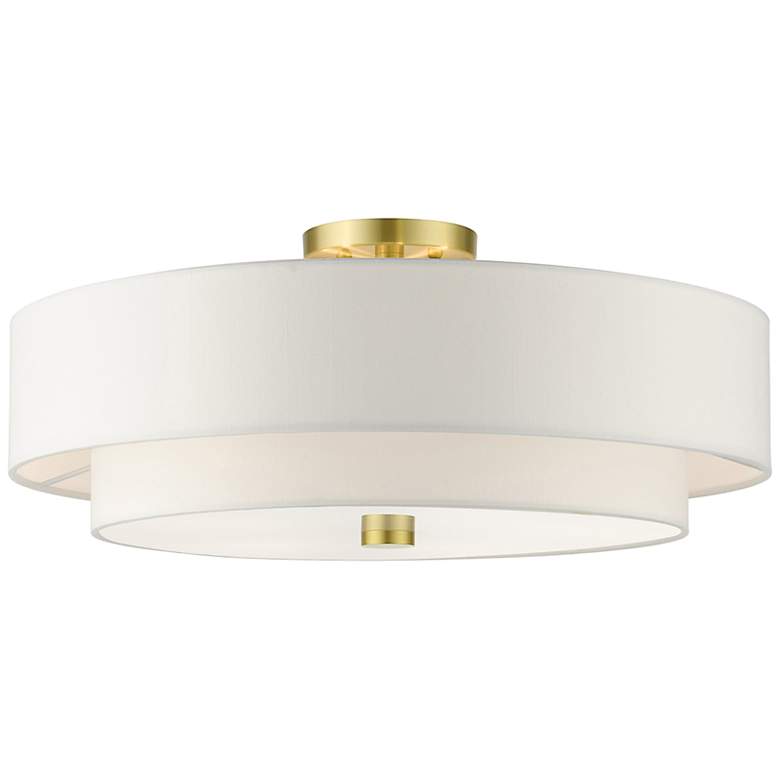 Image 3 Livex Lighting Meridian 22" Wide Satin Brass Off-White Ceiling Light