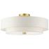 Livex Lighting Meridian 22" Wide Satin Brass Off-White Ceiling Light